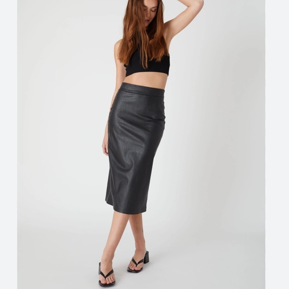 Blank NYC Deep Talks Faux Leather Midi Skirt Size 29 NEW